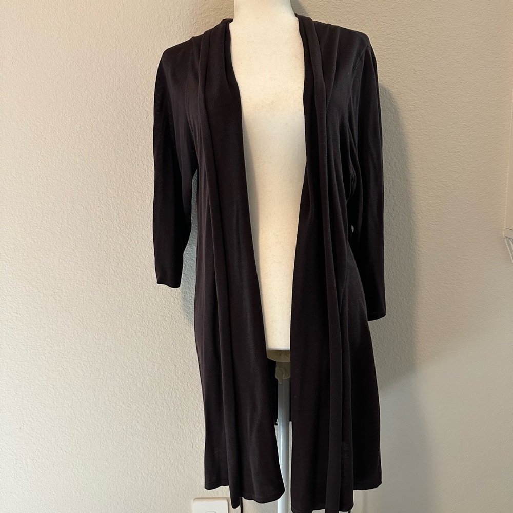 Eileen Fisher blank long cardigan with tie